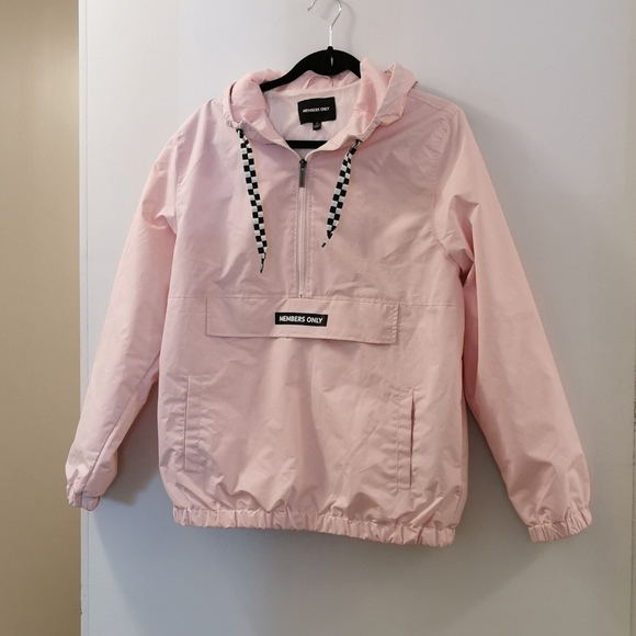 Members Only Jackets & Blazers - MEMBERS ONLY / PINK HOODED RAIN COAT